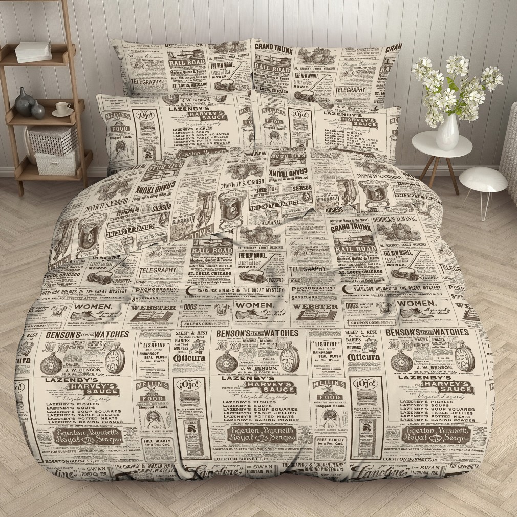 Комплект постільної білизни Home Line Газета євро