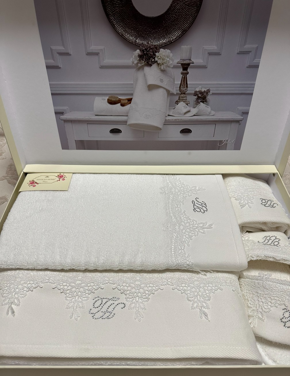Набір рушників Tivolyo Home Juliet ecru 3 шт 