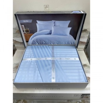 Комплект постільної білизни Casa Bella sky blue страйп сатин