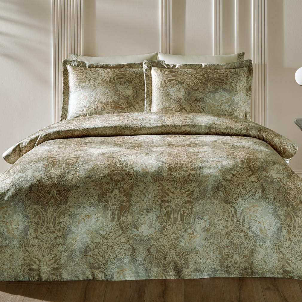 Комплект постільної білизни шовк+сатин Tivolyo Home Gatsby yesil