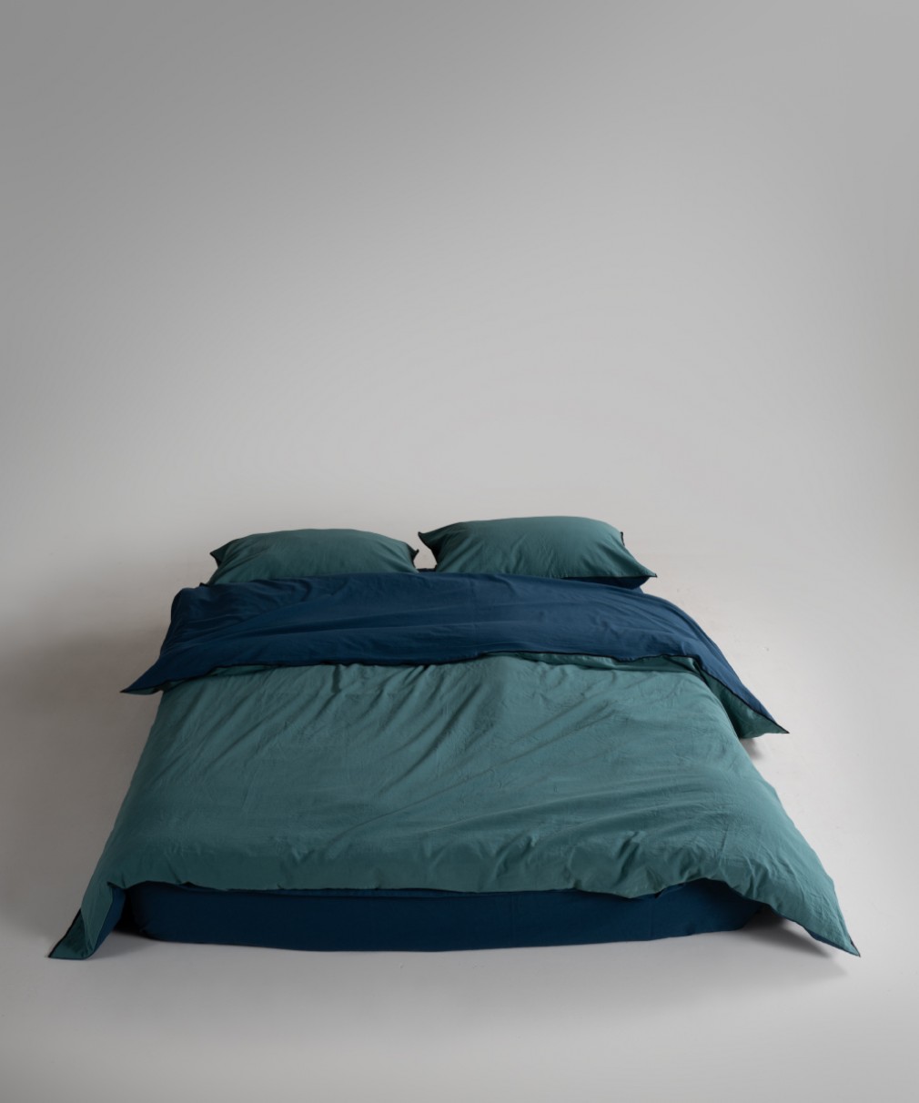 Комплект постільної білизни Limasso Essualte Dress blue-Dark green євро