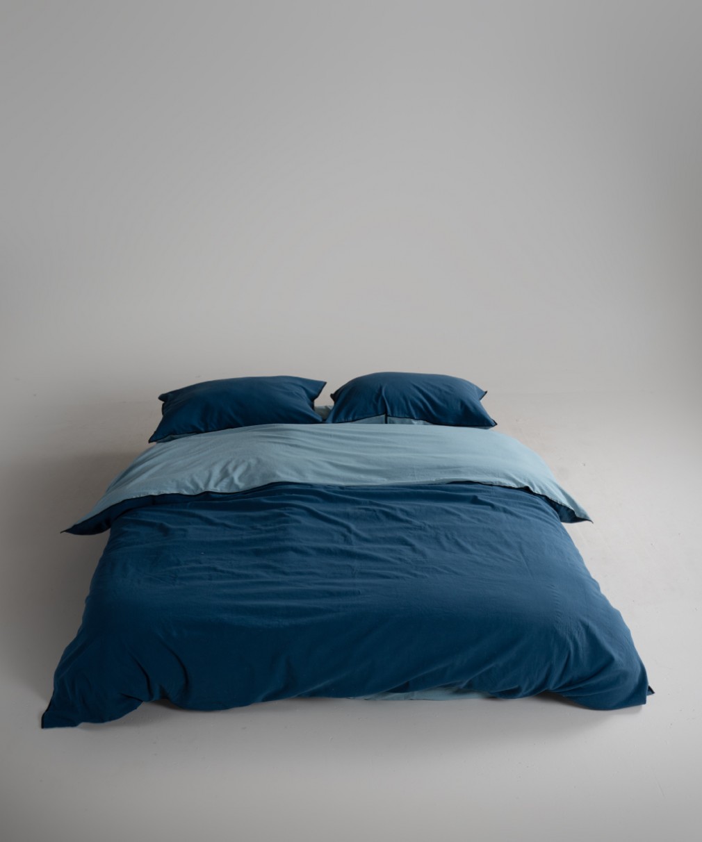 Комплект постільної білизни Limasso Essualte Dress blue-Dark green євро
