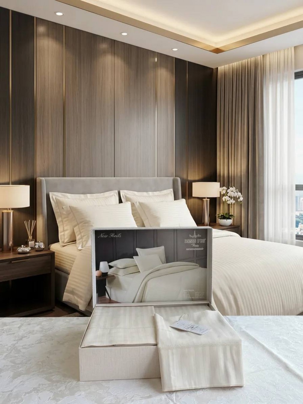 Комплект постільної білизни Maison d'or New Rails ecru