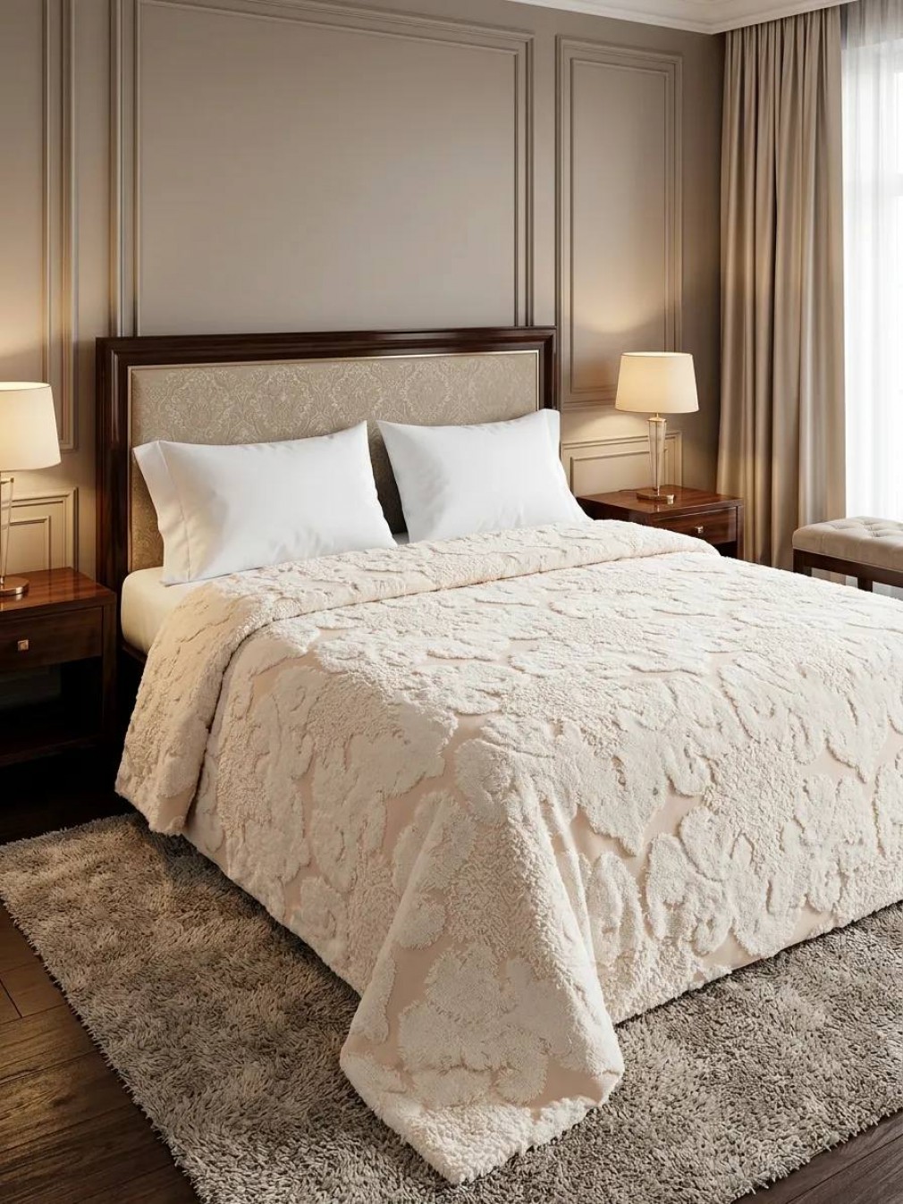 Махрове покривало Maison D'or Celestina beige 220*240