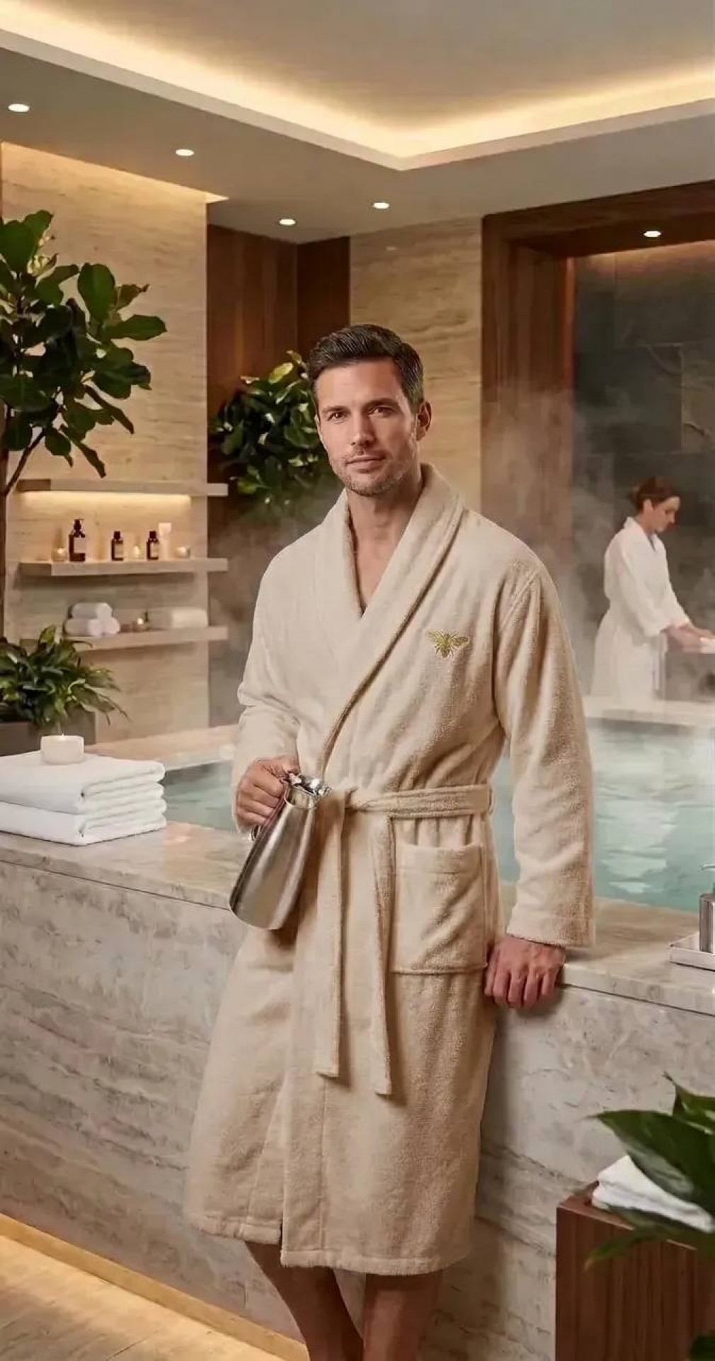 Халат чоловічий махровий Maison D`or Valentin beige