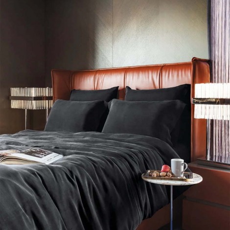 Комплект постільної білизни Issimo Home Vegan Silk Jade Blacky євро