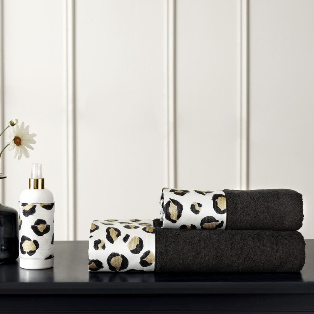 Набір рушників Tivolyo Home Cheetah black 2 шт (75х150,50х100) 