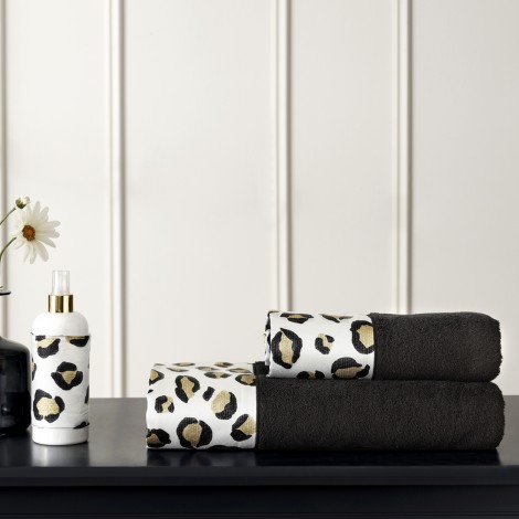 Набір рушників Tivolyo Home Cheetah black 2 шт (75х150,50х100) 