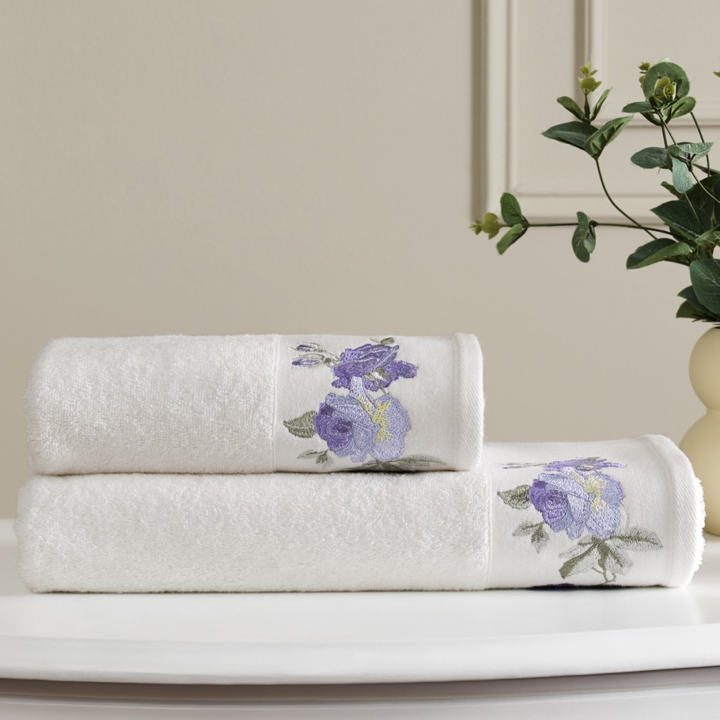 Набір рушників Tivolyo Home Soffie Brodery lila 2 шт (75х150,50х100)