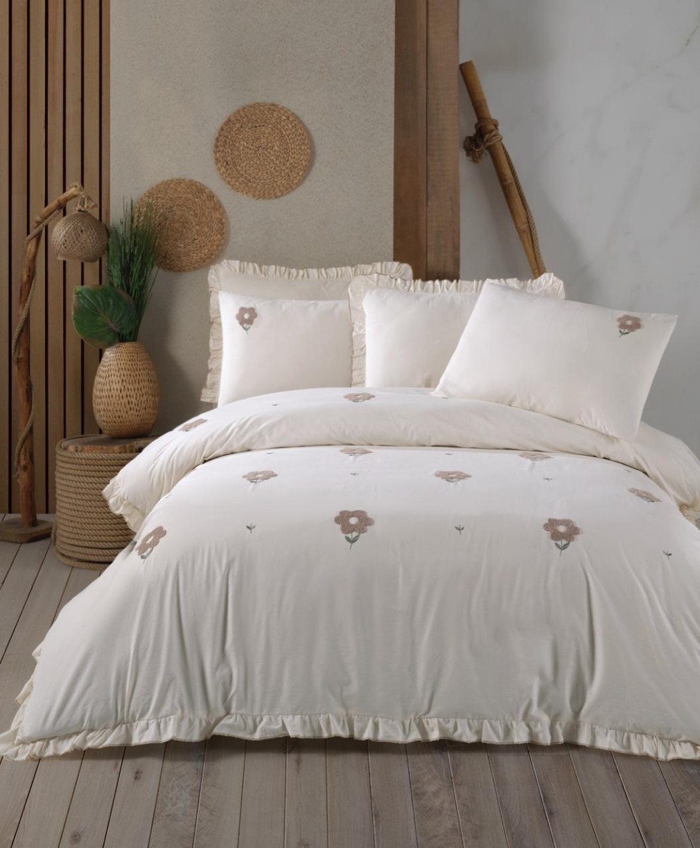 Комплект постельного белья Saheser Stonewashed 200 х 220 см Florita Beige