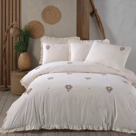 Комплект постільної білизни Saheser Stonewashed 200 х 220 см Florita Beige