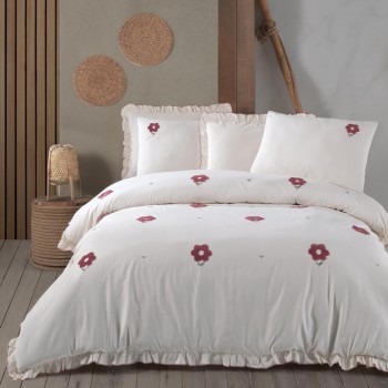 Комплект постільної білизни Saheser Stonewashed 200 х 220 см Florita Maroon