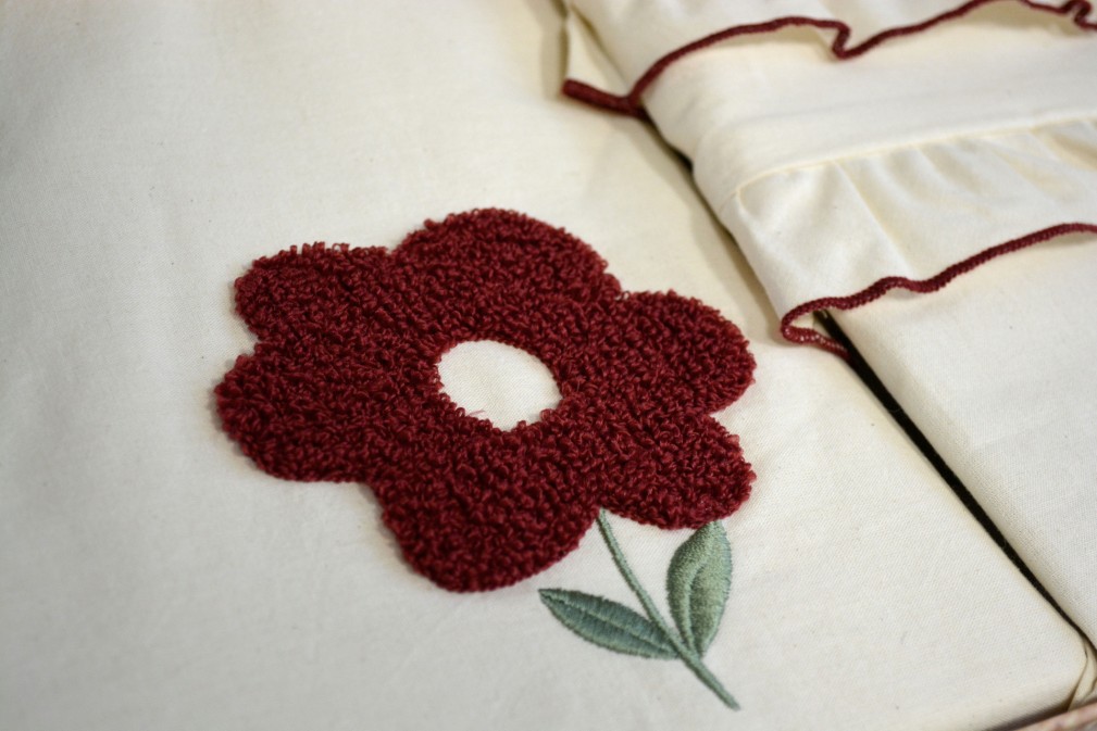 Комплект постельного белья Saheser Stonewashed 200 х 220 см Florita Maroon