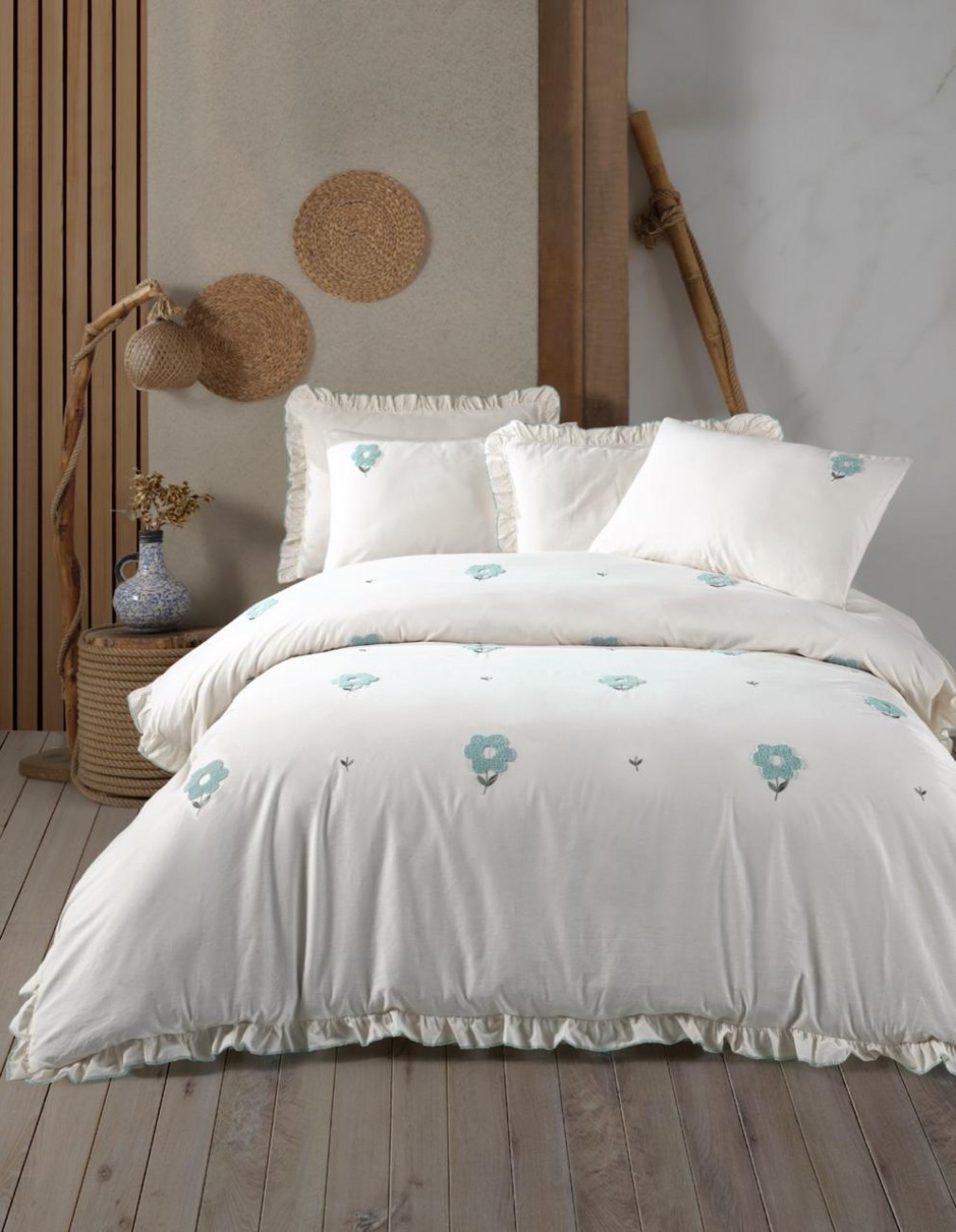 Комплект постельного белья Saheser Stonewashed 200 х 220 см Florita Mint