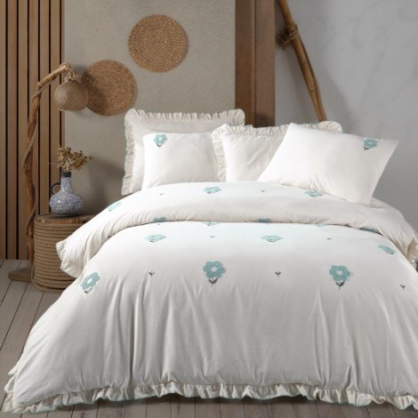 Комплект постільної білизни Saheser Stonewashed 200 х 220 см Florita Mint