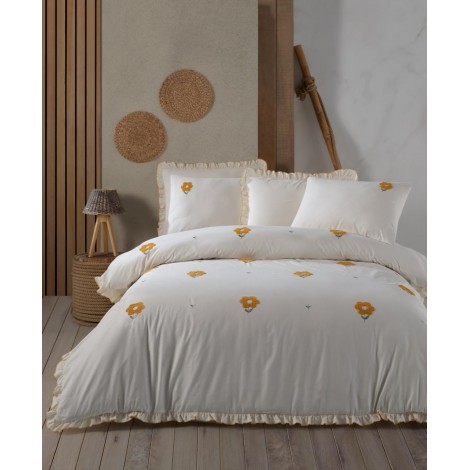 Комплект постільної білизни Saheser Stonewashed 200 х 220 см Florita Yellow