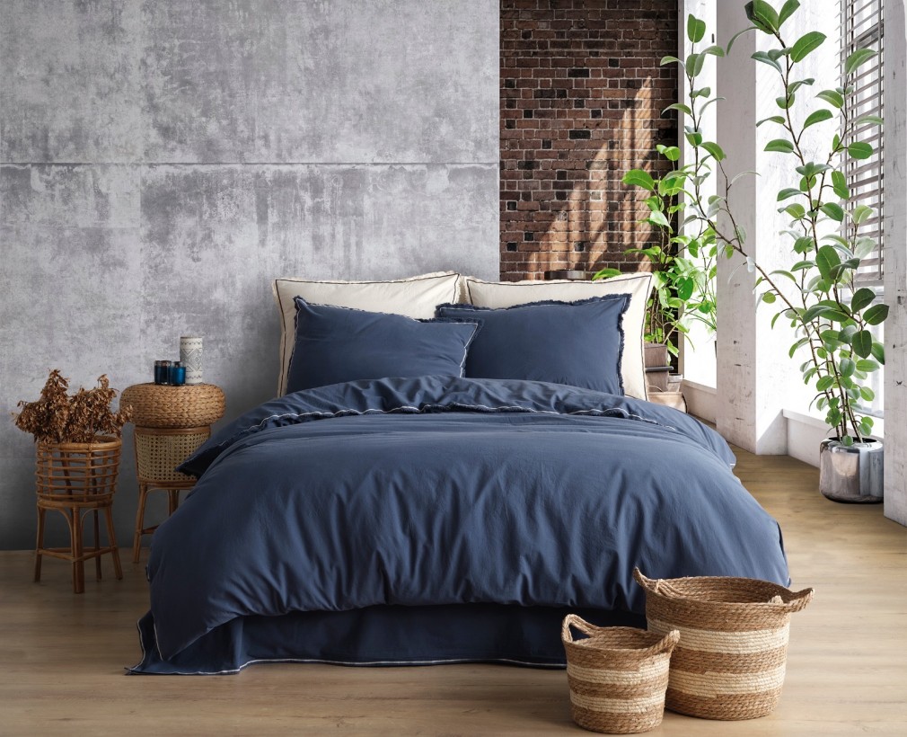 Комплект постільної білизни Limasso Likya Indigo Cream