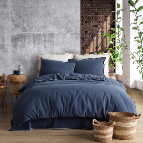 Комплект постільної білизни Limasso Likya Indigo Cream