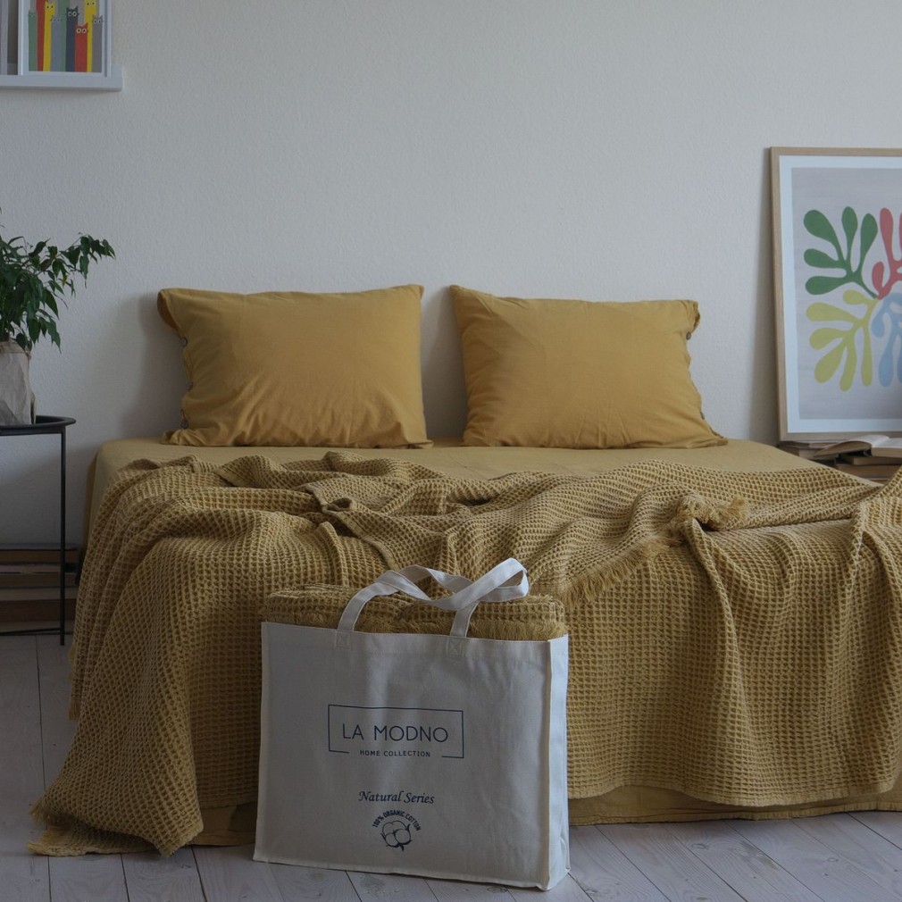 Покривало 220х240 La Modno Pike Stonewashed Golden Yellow