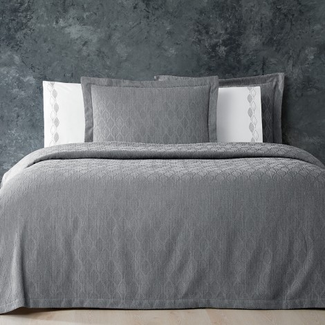 Комплект постільної білизни Tivolyo Home Stella grey євро сатин+покривало 