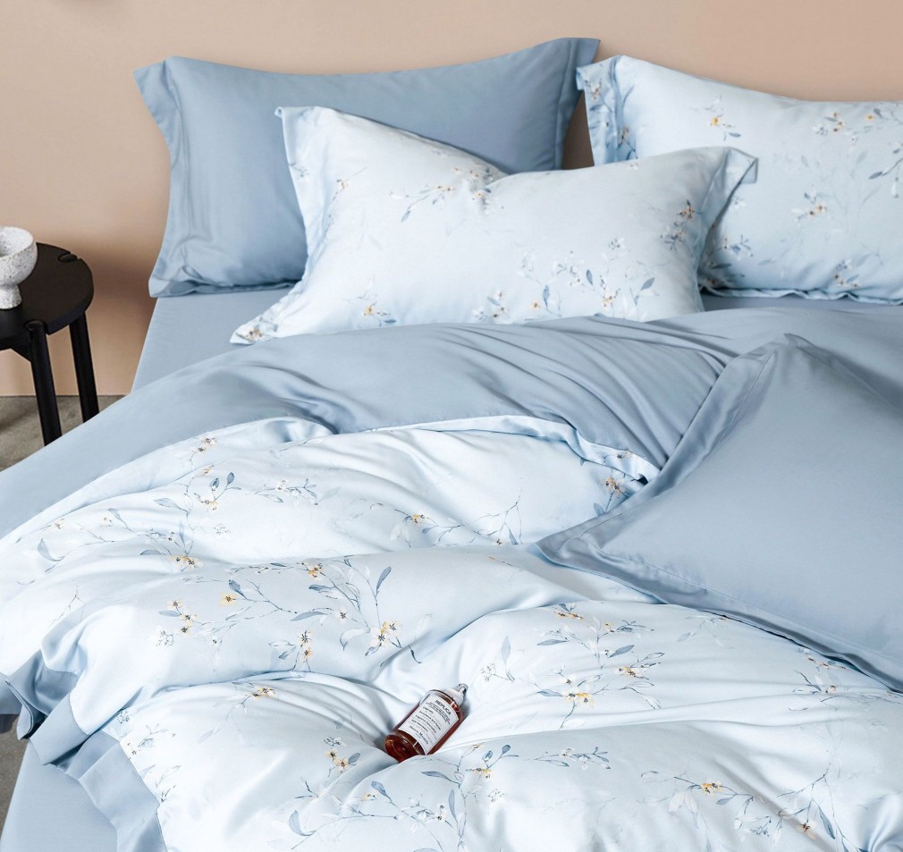 Комплект постільної білизни Home Line Орхідея синій Tencel