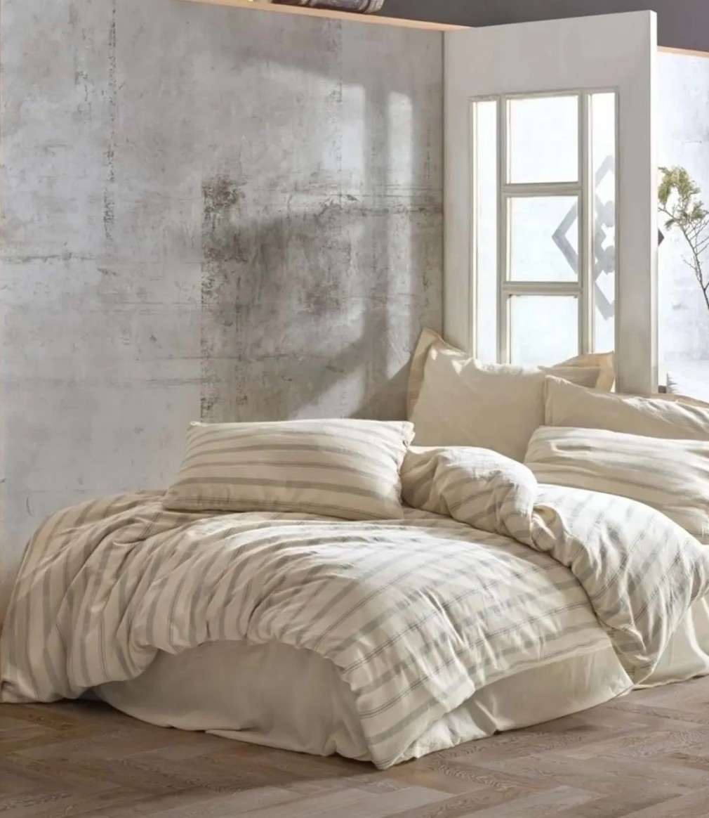 Комплект постільної білизни Saheser Stonewashed Ranforce 200 х 220 см Solaris Gri