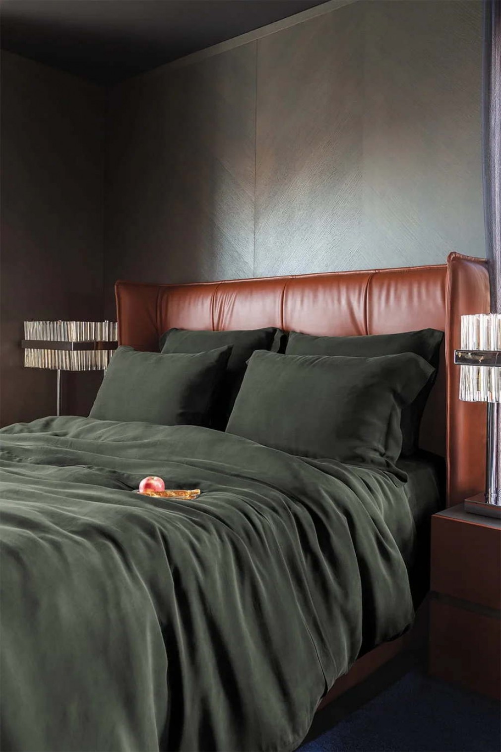 Комплект постільної білизни Issimo Home Vegan Silk Jade Moss євро