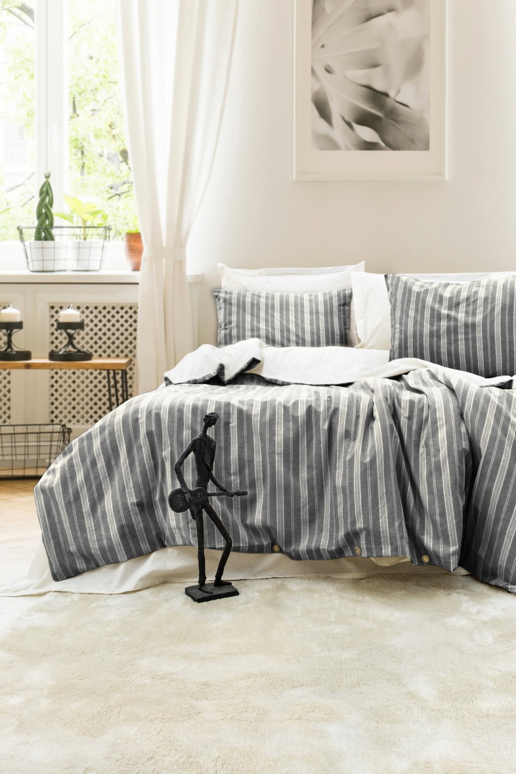 Комплект постельного белья Saheser Stonewashed Ranforce 200 х 220 см Nadia Antrasit