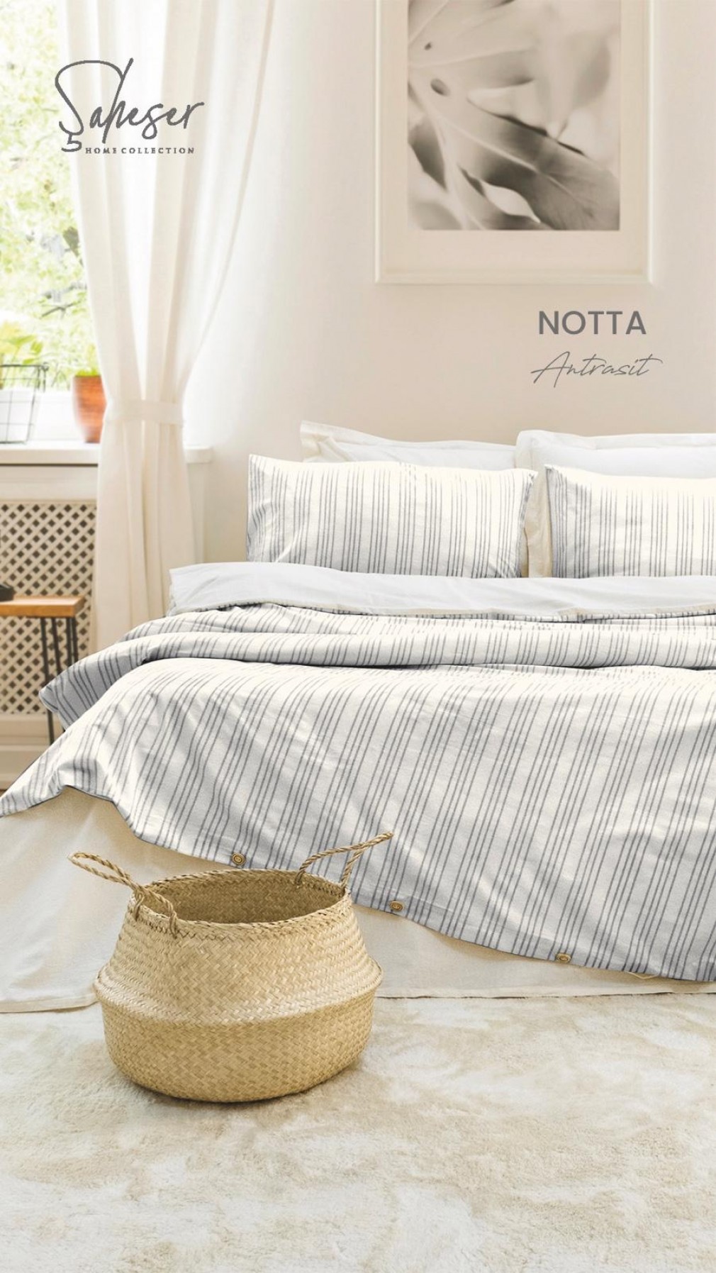 Комплект постільної білизни Saheser Stonewashed Ranforce 200 х 220 см Notta Antrasit