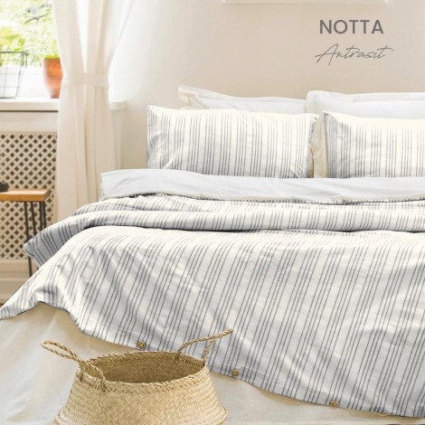 Комплект постільної білизни Saheser Stonewashed Ranforce 200 х 220 см Notta Antrasit