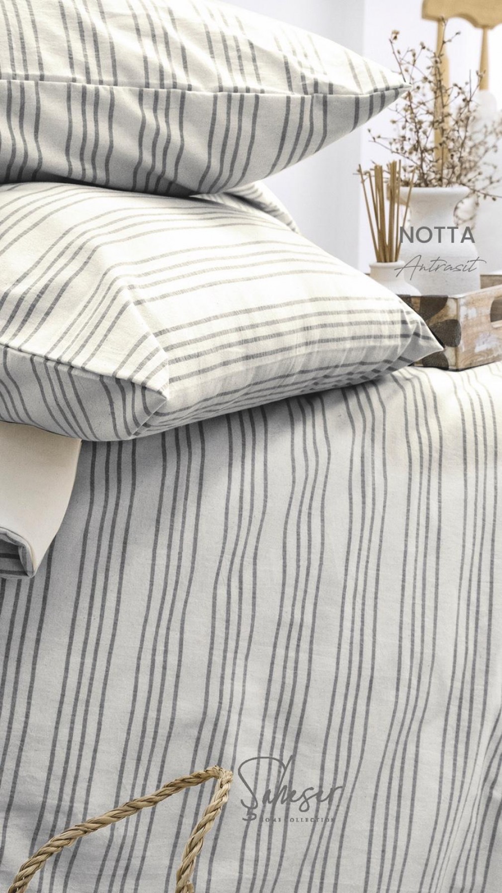Комплект постільної білизни Saheser Stonewashed Ranforce 200 х 220 см Notta Antrasit