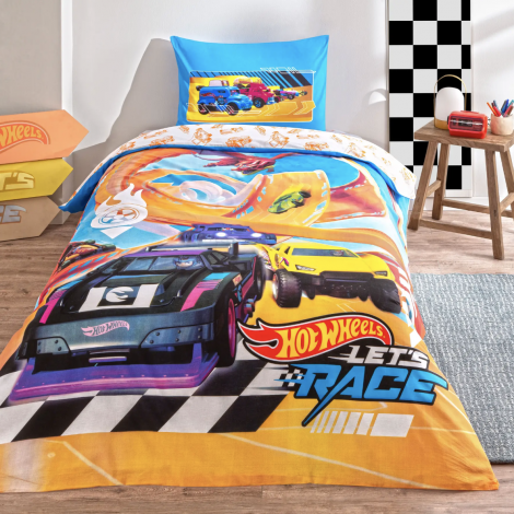 Комплект постільної білизни Tac Disney 160×220 см Hot Wheels Let’s Race