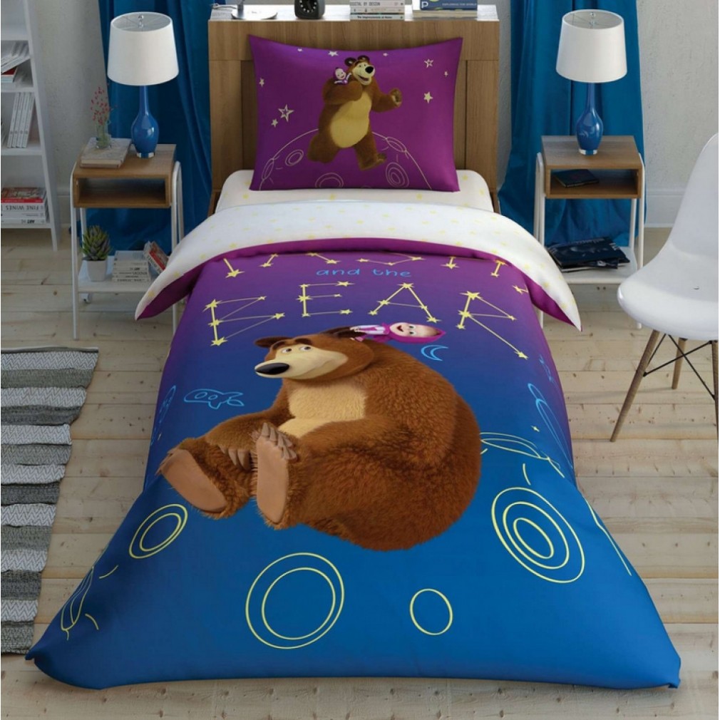 Комплект постільної білизни Tac Disney Masha The Bear Galaxy полуторний