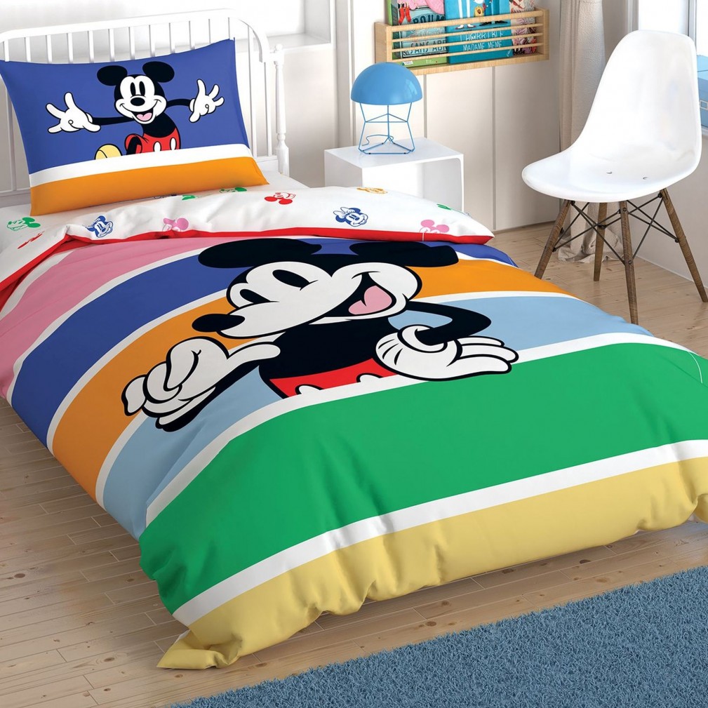 Комплект постільної білизни Tac Disney 160×220 см Mickey Mouse Rainbow