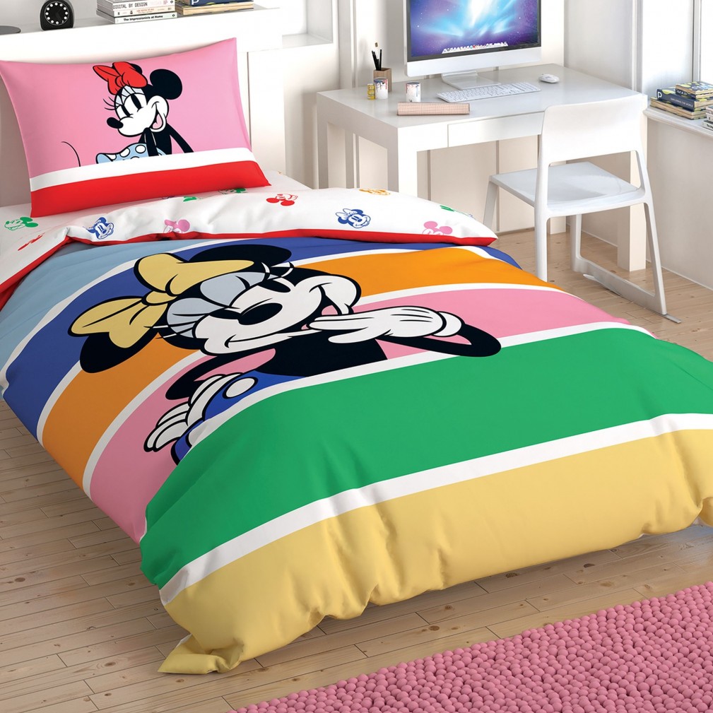 Комплект постільної білизни Tac Disney 160×220 см Minnie Mouse Rainbow 2