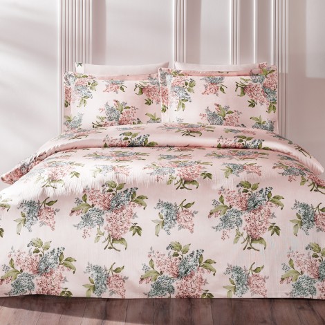 Комплект постільної білизни сатин жатий шовк Tivolyo Home Lilacs  євро
