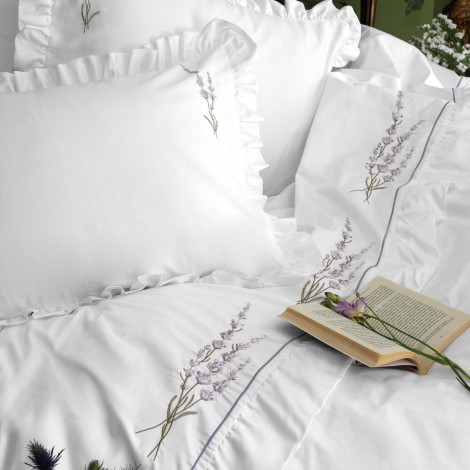 Комплект постільної білизни Issimo Home Lavanda 300 TC сатин делюкс вишивка євро