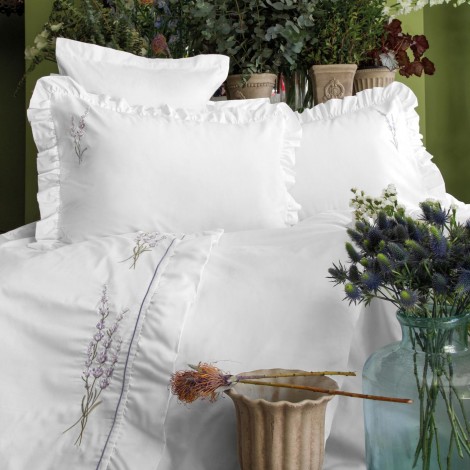 Комплект постільної білизни Issimo Home Lavanda 300 TC сатин делюкс вишивка євро