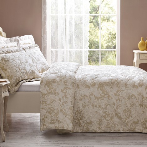 Покривало з наволочками Tivolyo Home Rokoko beige