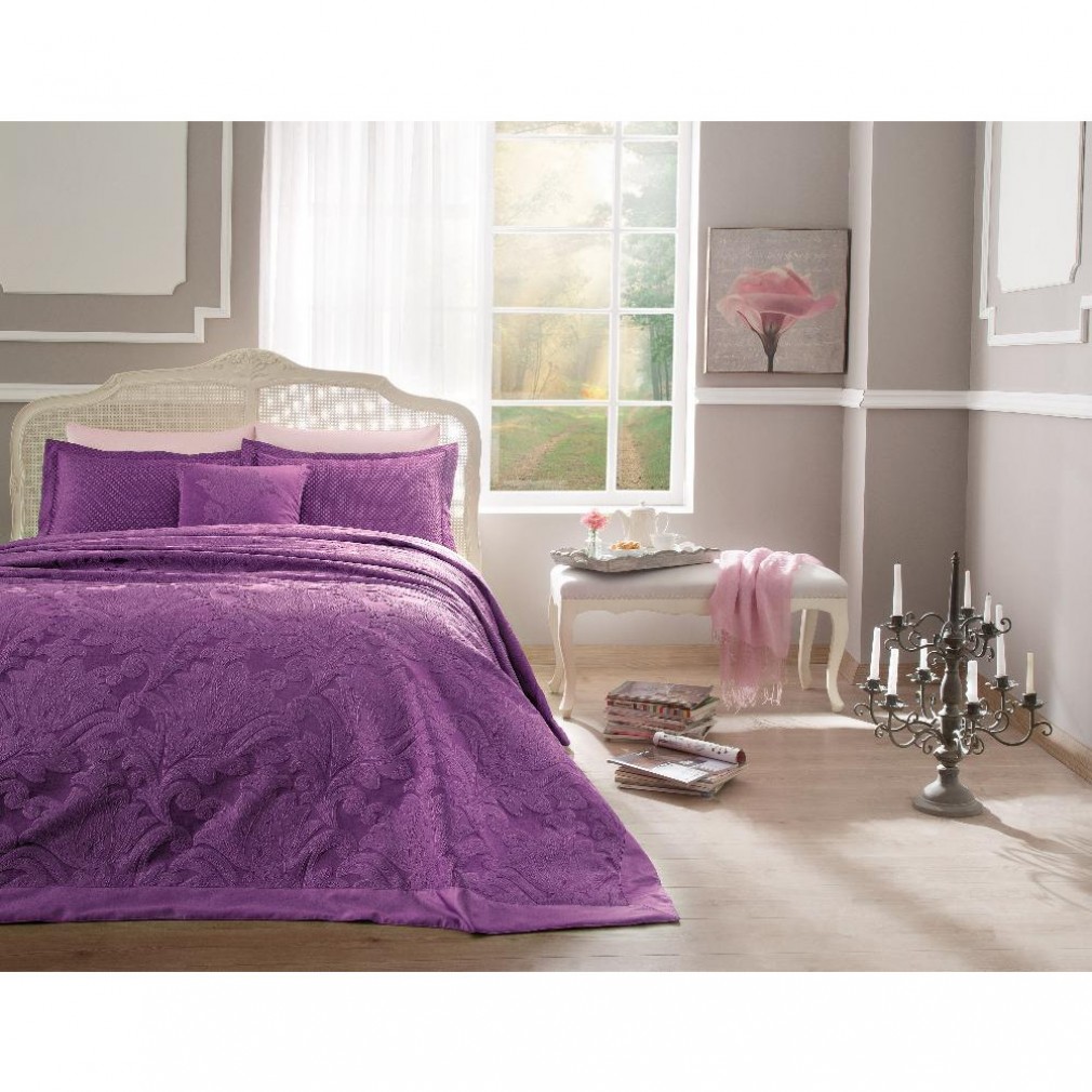 Покривало з наволочками Tivolyo Home Versa lilac