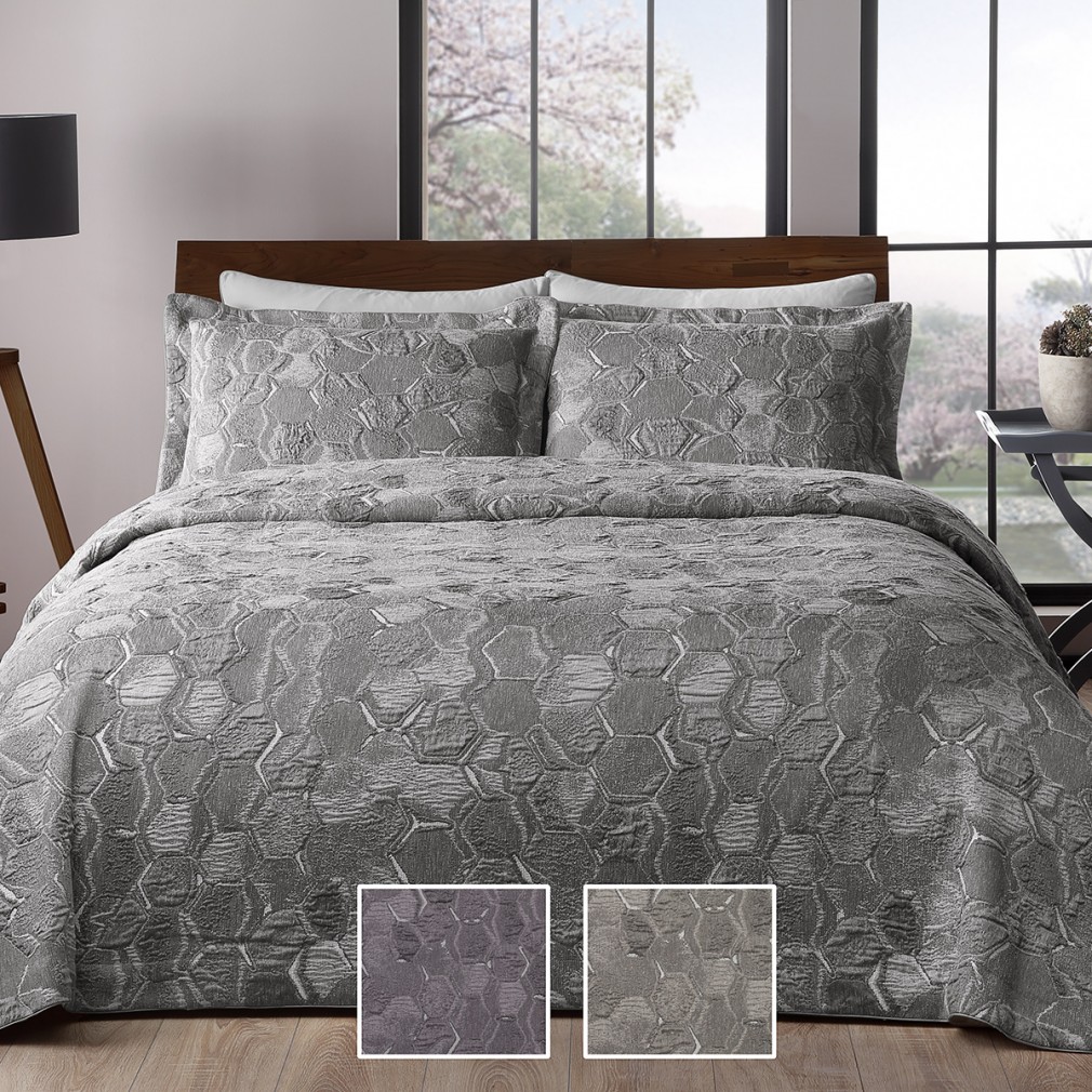 Покривало з наволочками 260×260 Tivolyo Home Henry beige