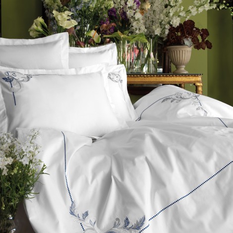 Комплект постільної білизни Issimo Home Voyant Blue 300 TC сатин делюкс вишивка євро