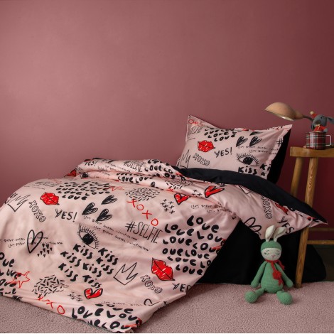 Комплект постільної білизни Issimo Home Digital Satin 160х220 см Xoxo