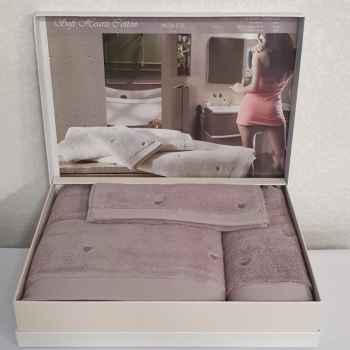 Набір рушників Soft Hearts Maison D’or 3 шт. бузковий