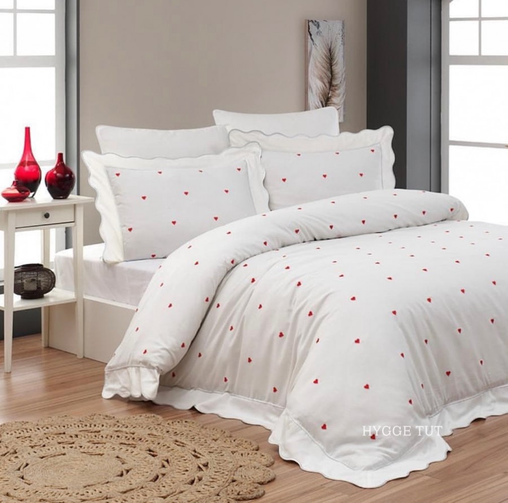 Комплект постільної білизни Maison D`or Les Coeurs Ecru-Red
