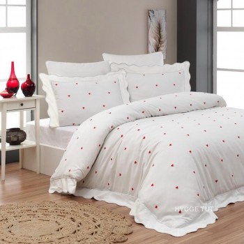 Комплект постільної білизни Maison D`or Les Coeurs Ecru-Red
