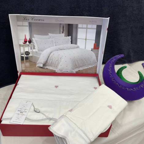 Комплект постільної білизни Maison D`or Les Coeurs Ecru-Dark Lilac