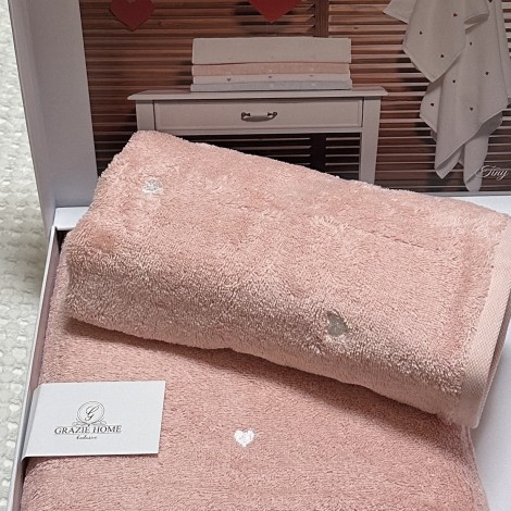 Набір рушників Grazie Home Tiny hearts pudra 2 шт (75х150,50х100)