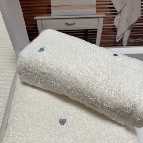 Набір рушників Grazie Home Tiny hearts white-blue 2 шт (75х150,50х100)