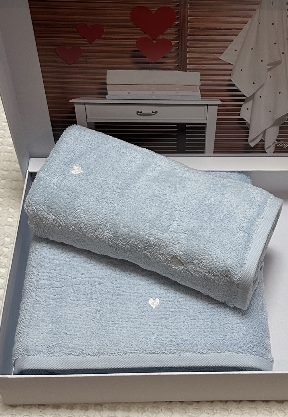 Набір рушників Grazie Home Tiny hearts blue 2 шт (75х150,50х100)